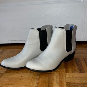 White low ankle boots